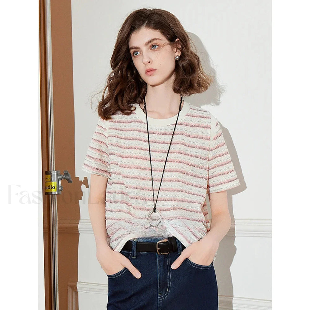 Spring New Short Sleeve Cotton T Shirt Pink / S