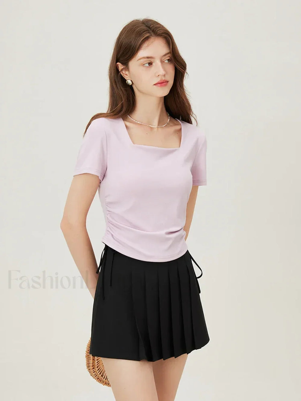 Square Collar Casual Elegant T Shirt