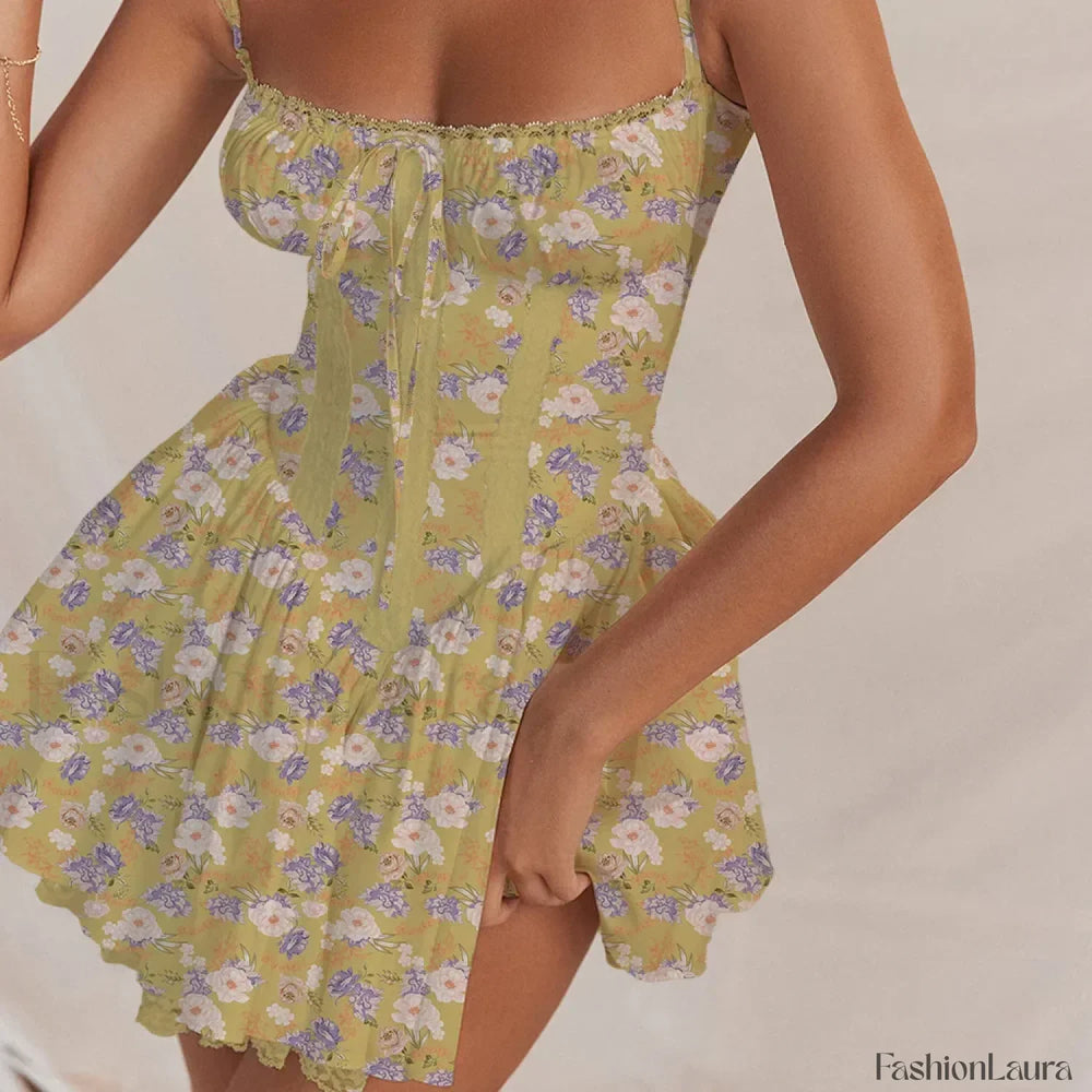 Square Neck Ballet Floral Dress color 03 / S