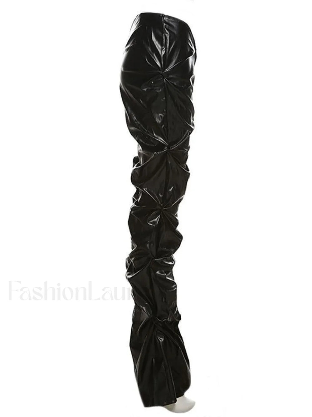 Stacked Low Waist Pu Pants Pants