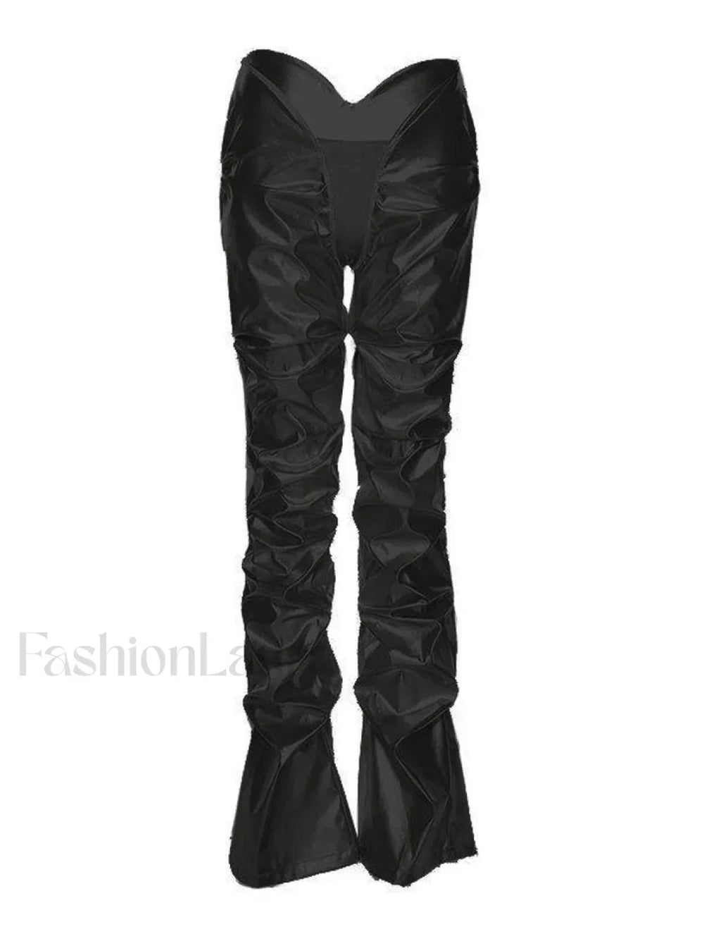 Stacked Low Waist Pu Pants Black / S Pants
