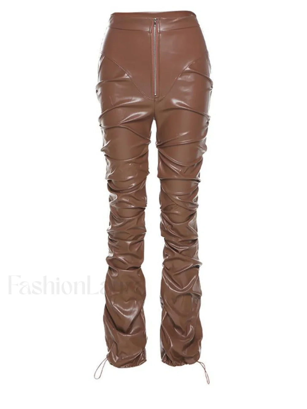 Stacked Pu Pants Brown / S Pants