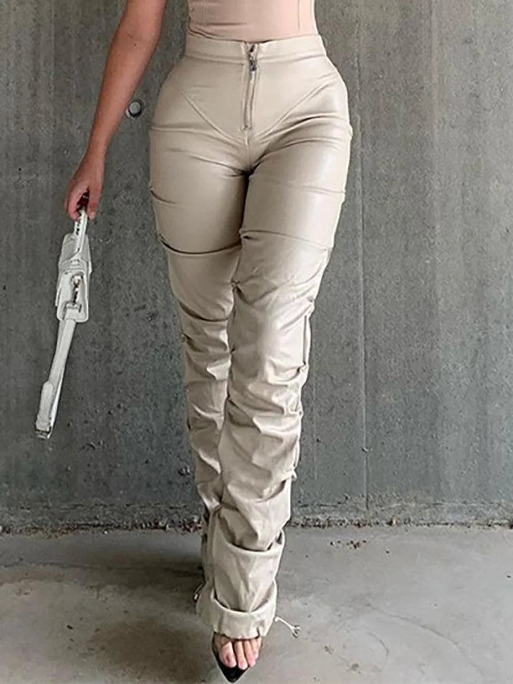 Stacked Pu Pants White / S Pants