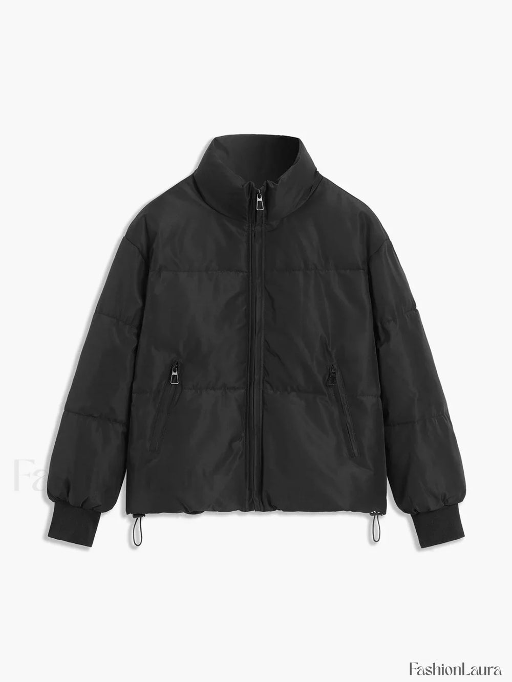 Stand Collar Zip Trendy Up Puffer Coat Winter Coats