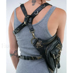 Steam Leg Fanny Belt Punk Messenger Mobile Waist Hip Phone Gothic Bag Black