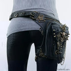 Steam Leg Fanny Belt Punk Messenger Mobile Waist Hip Phone Gothic Bag Black