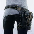 Steam Leg Fanny Belt Punk Messenger Mobile Waist Hip Phone Gothic Bag Black