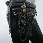 Steam Leg Fanny Belt Punk Messenger Mobile Waist Hip Phone Gothic Bag Black