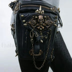 Steam Leg Fanny Belt Punk Messenger Mobile Waist Hip Phone Gothic Bag Black