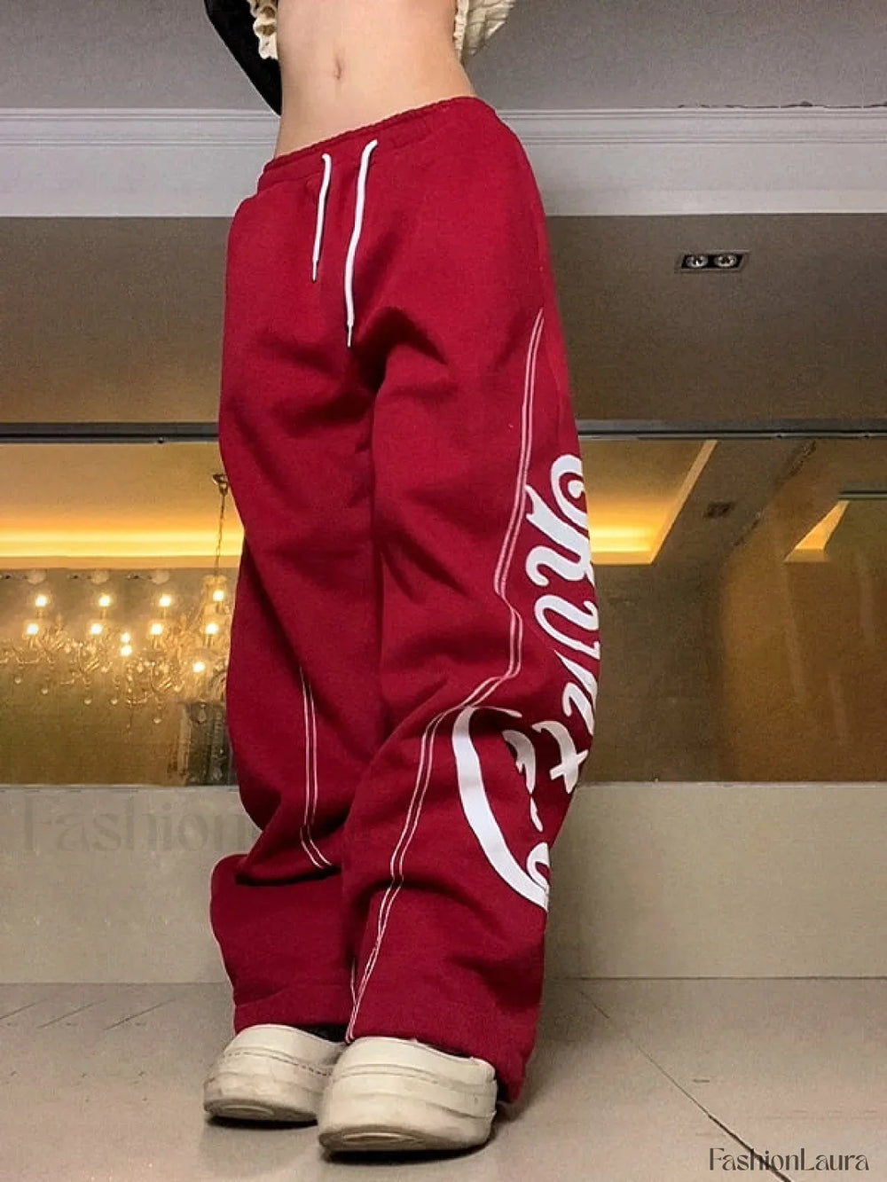 Stitch Design Logo Baggy Sweatpants Red / S Sweatpants