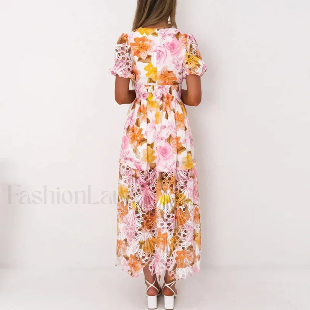 Stitched Waist Bohemian Floral Dress