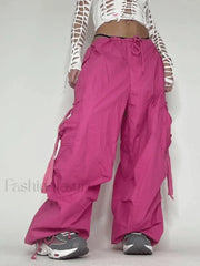 Strap Detail Y2K Cargo Pants Pink / S Pants