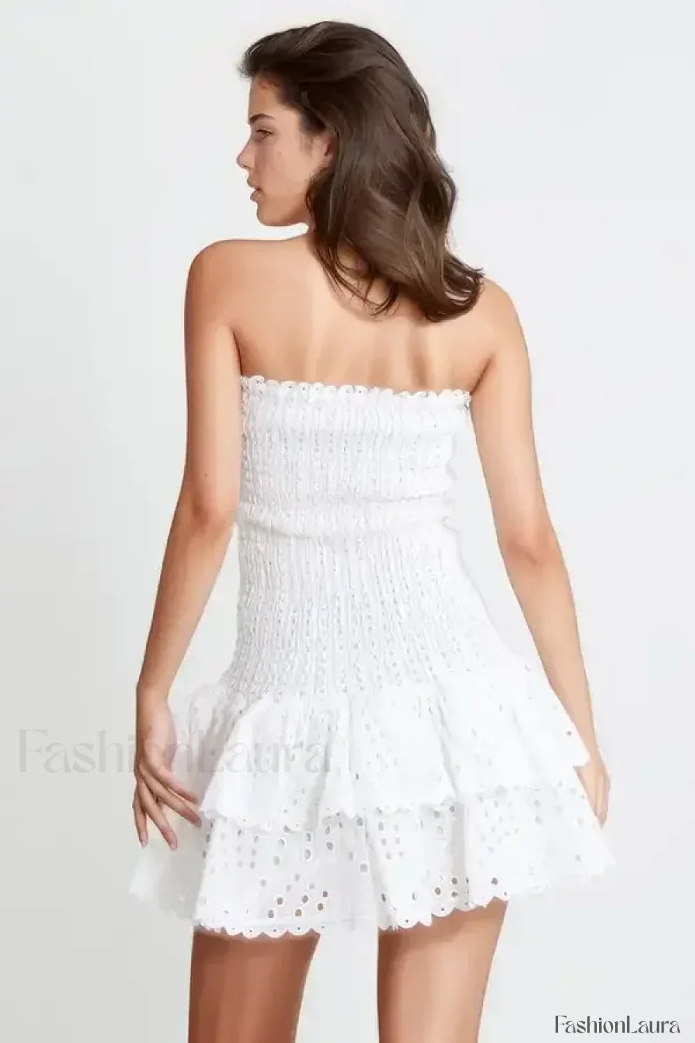 Strapless Flower Embroidery Mini Dress