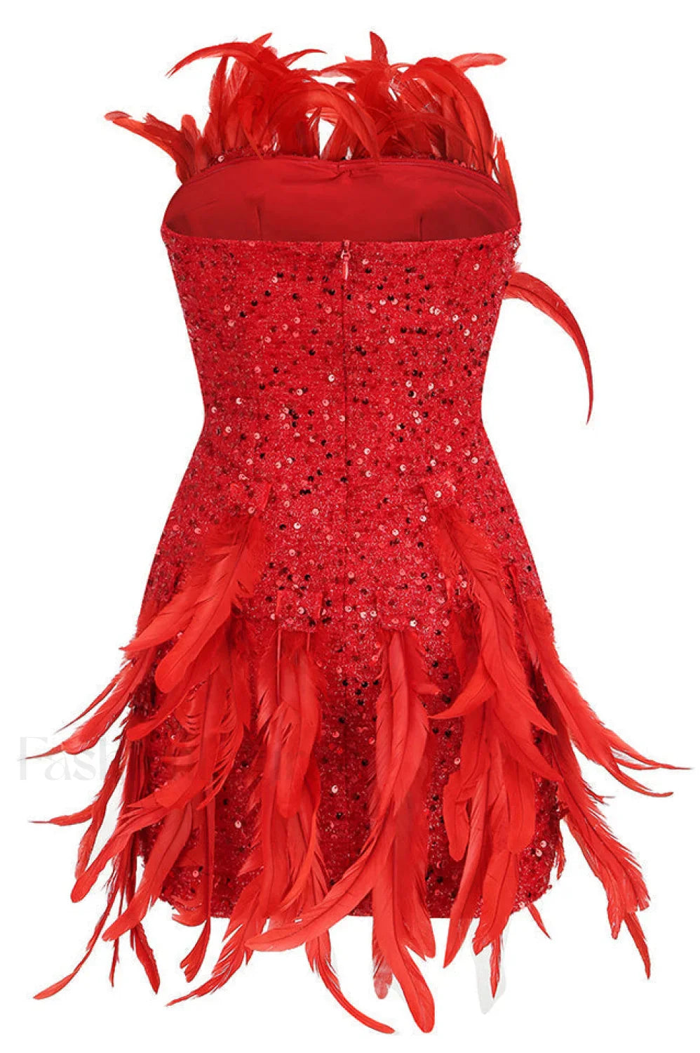 Strapless Sequin Feather Charming Embellished Mini Dress Party Dresses L
