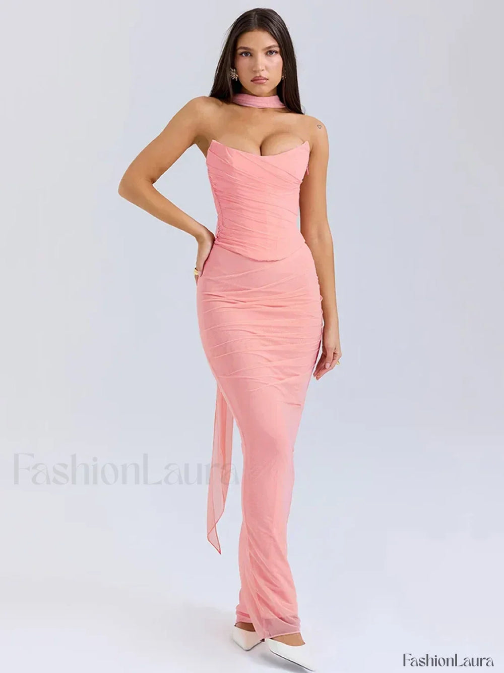 Strapless Skirt Two Piece Maxi Dress