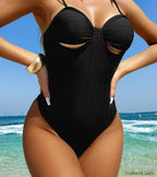 Strapped Backless Hollow Push One Piece