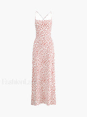 Strappy Floral Print Crisscross Flowy Long Sundress Dresses