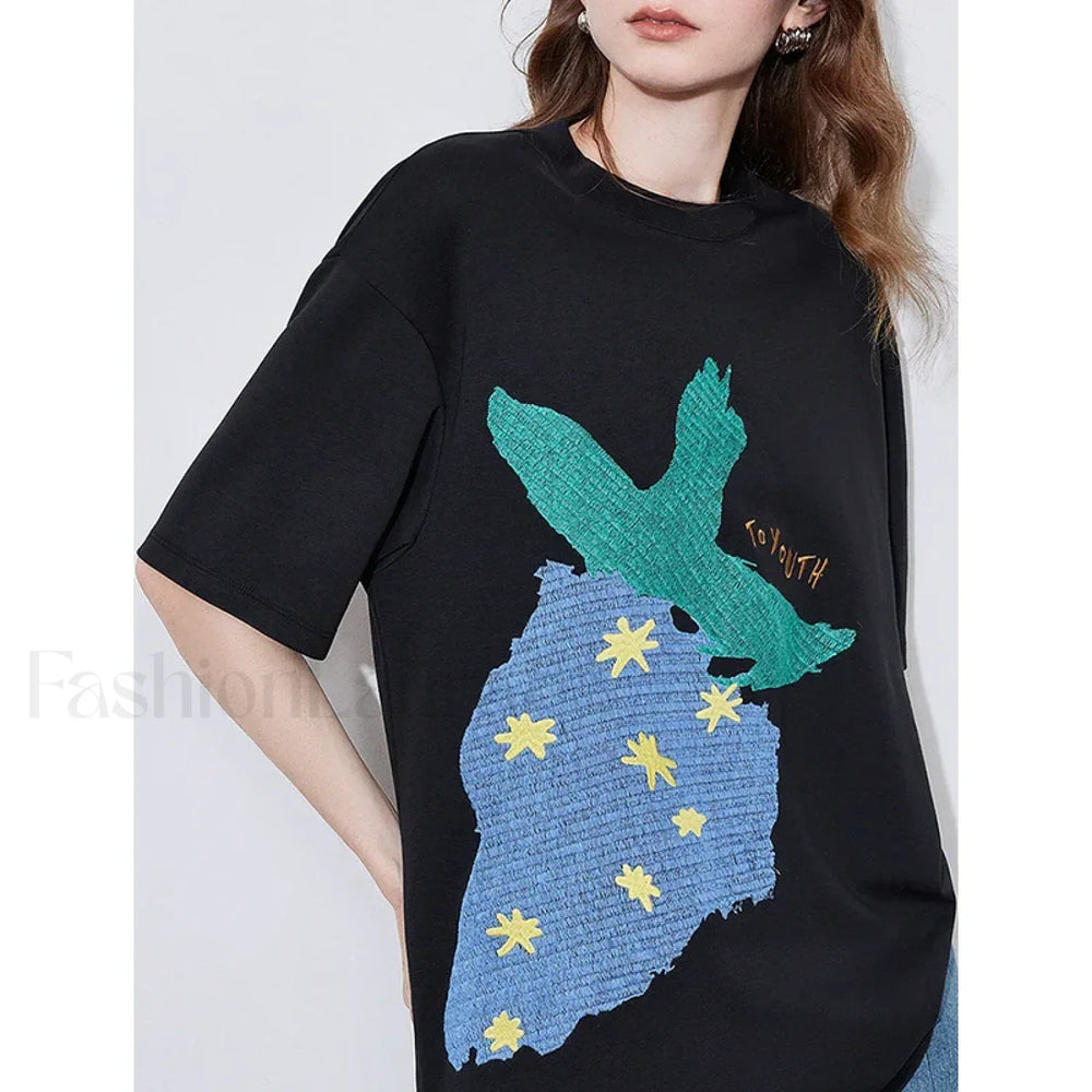 Strawberry Embroidered Loose T Shirt