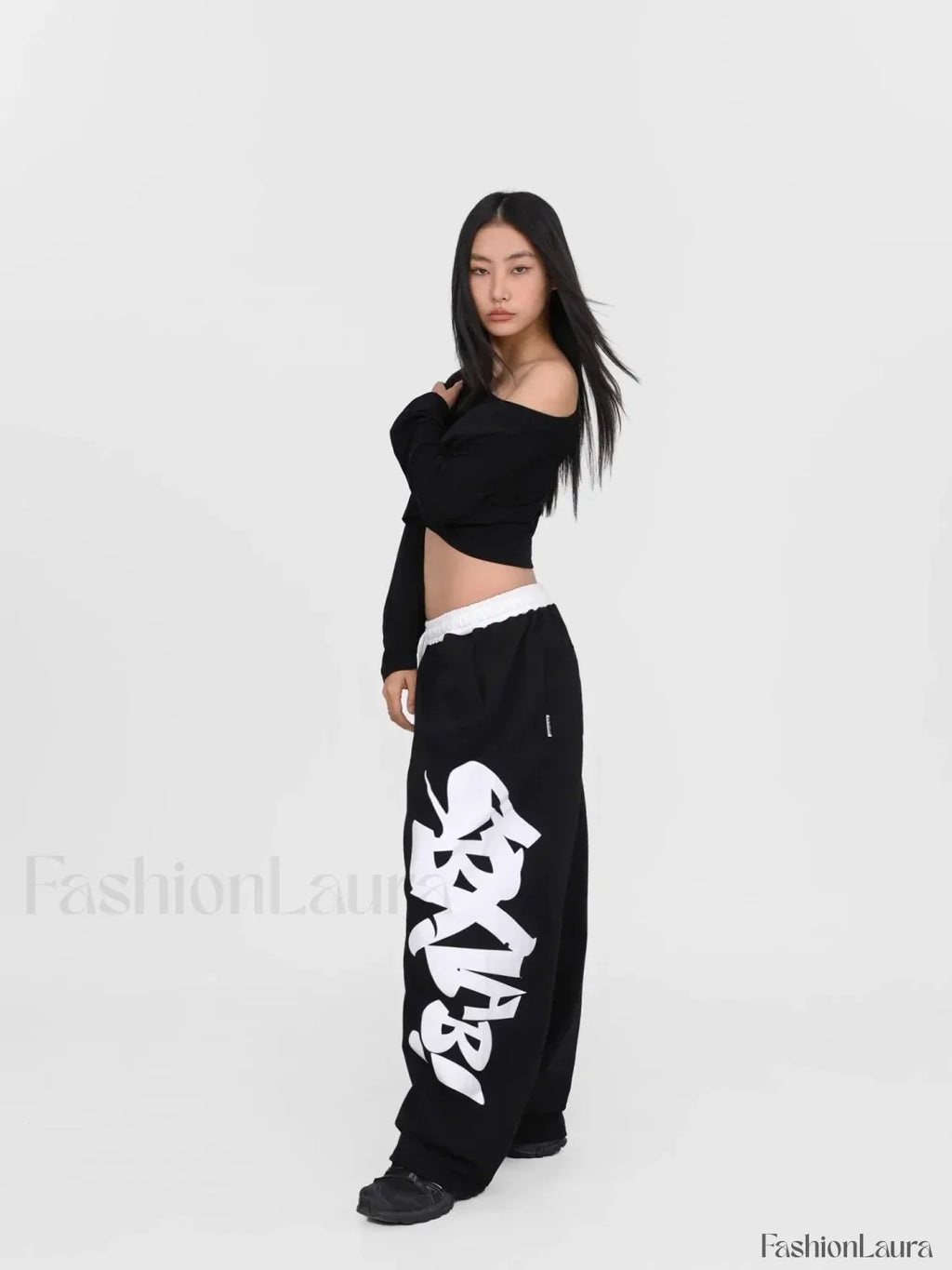Street Dance Black Graffiti Pants for Halloween Events