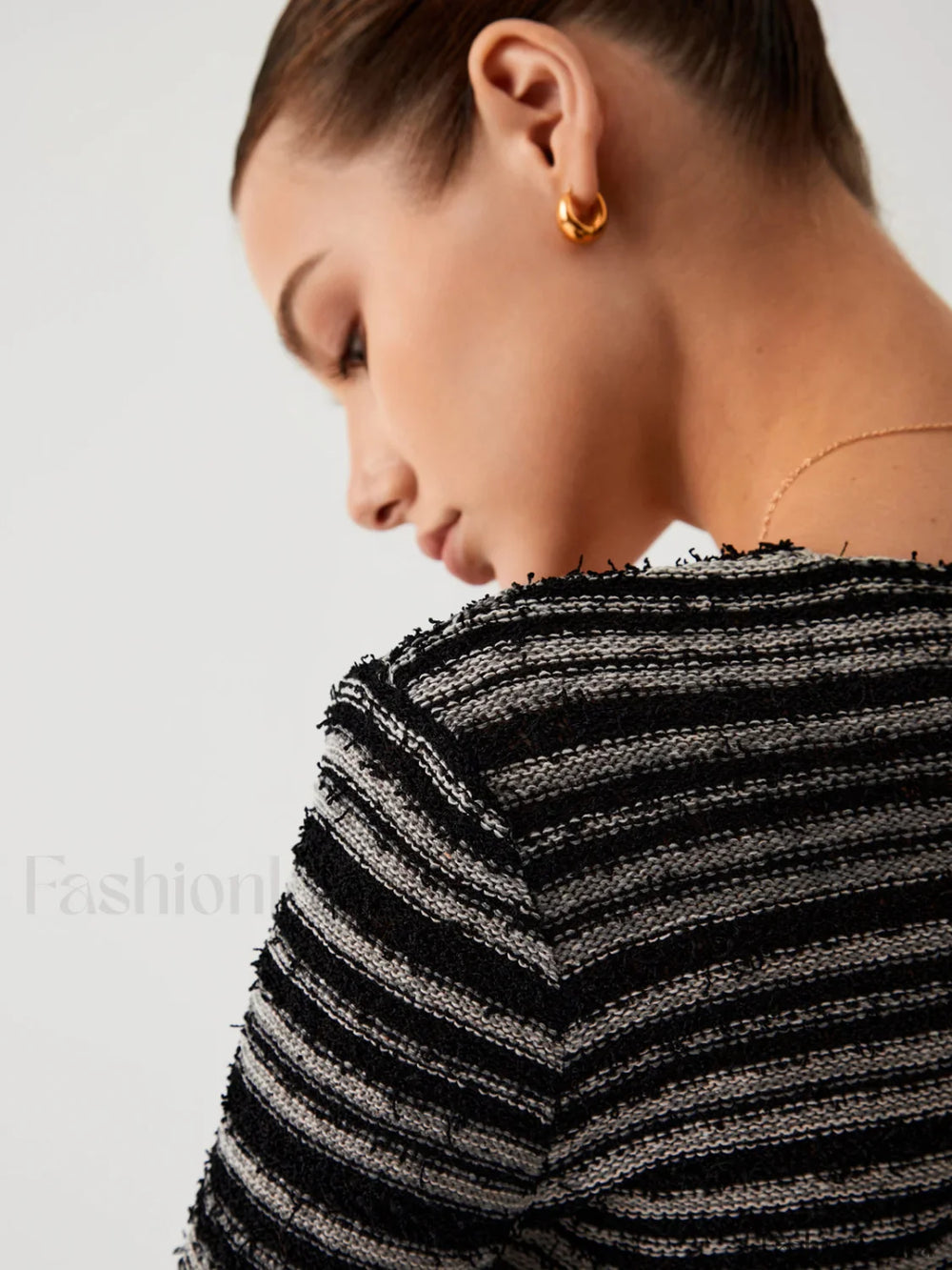 Stripe Fuzzy Fly Trendy Away Crop Cardigan Sweaters L