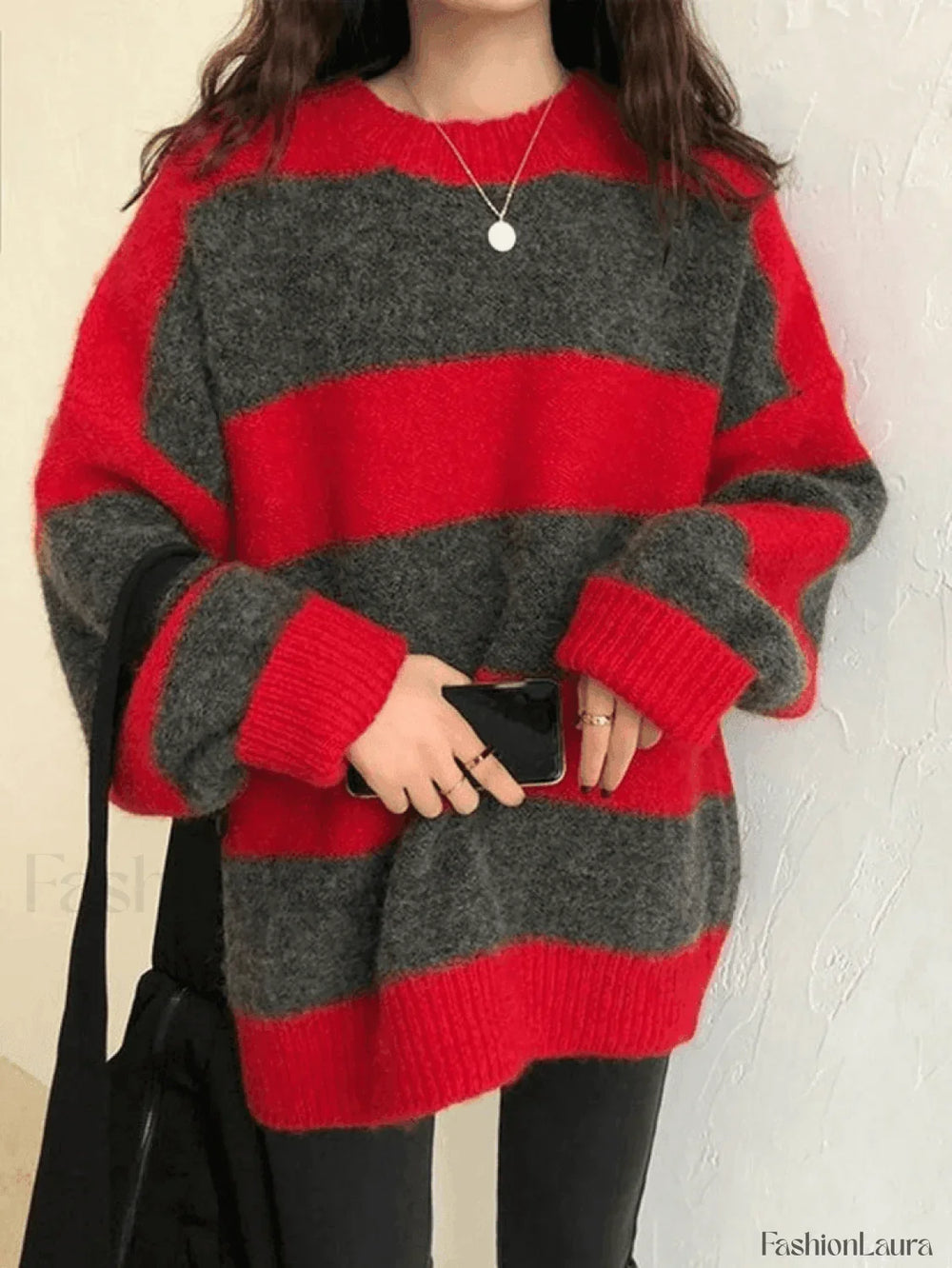 Stripe Pullover Sweater Red / ONE SIZE Sweaters