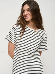 Striped Cotton Knitted Casual T Shirt