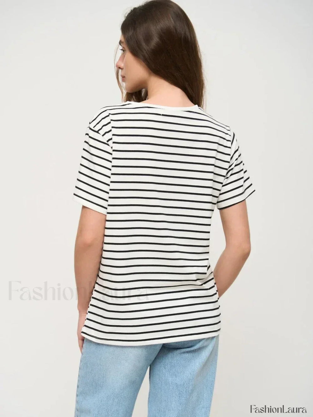 Striped Cotton Knitted Casual T Shirt