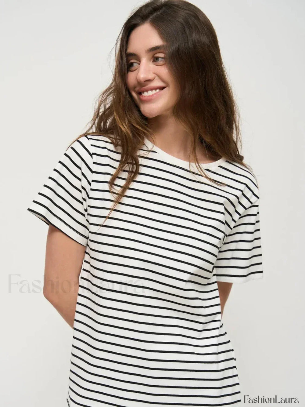 Striped Cotton Knitted Casual T Shirt