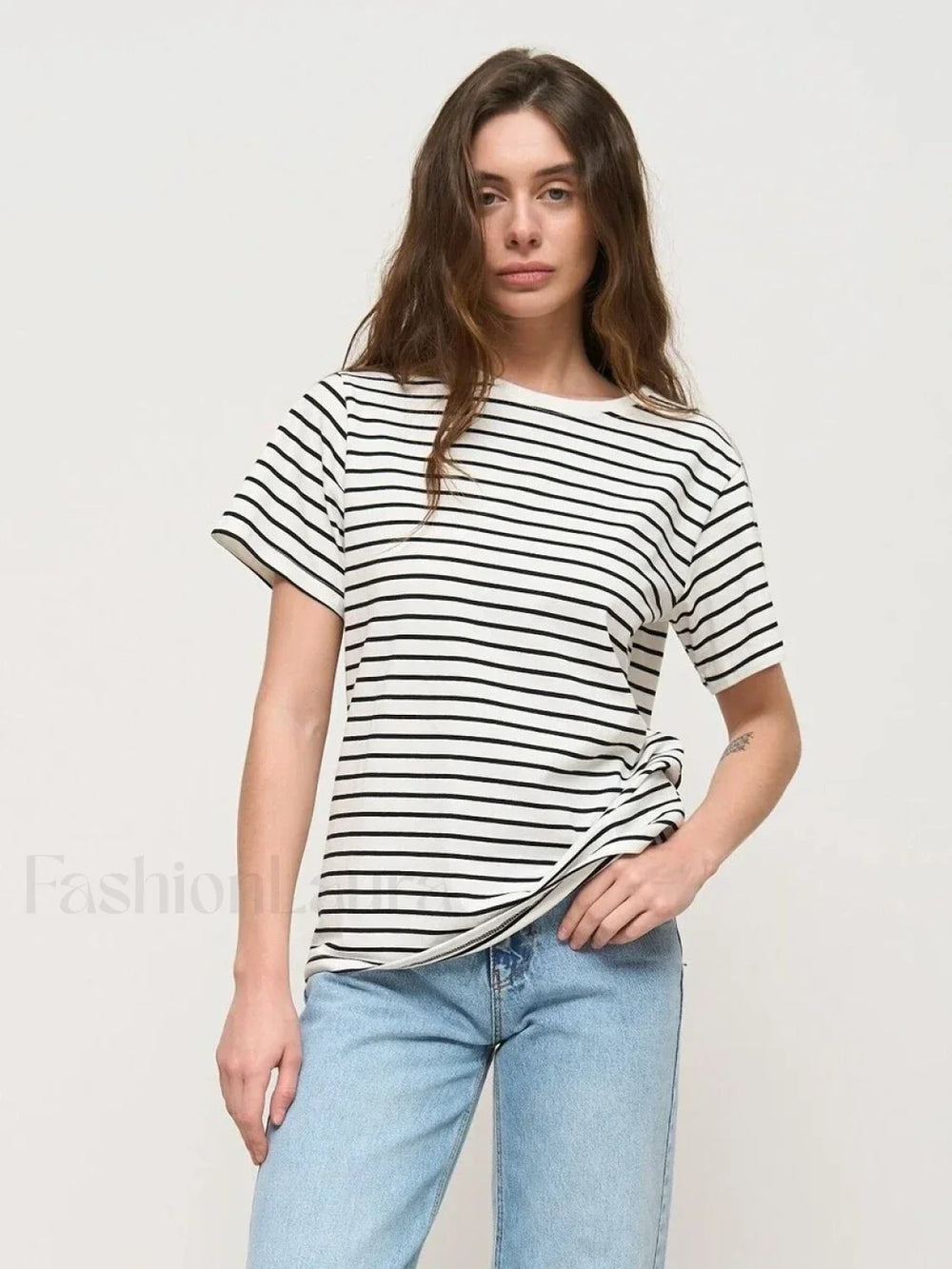 Striped Cotton Knitted Casual T Shirt