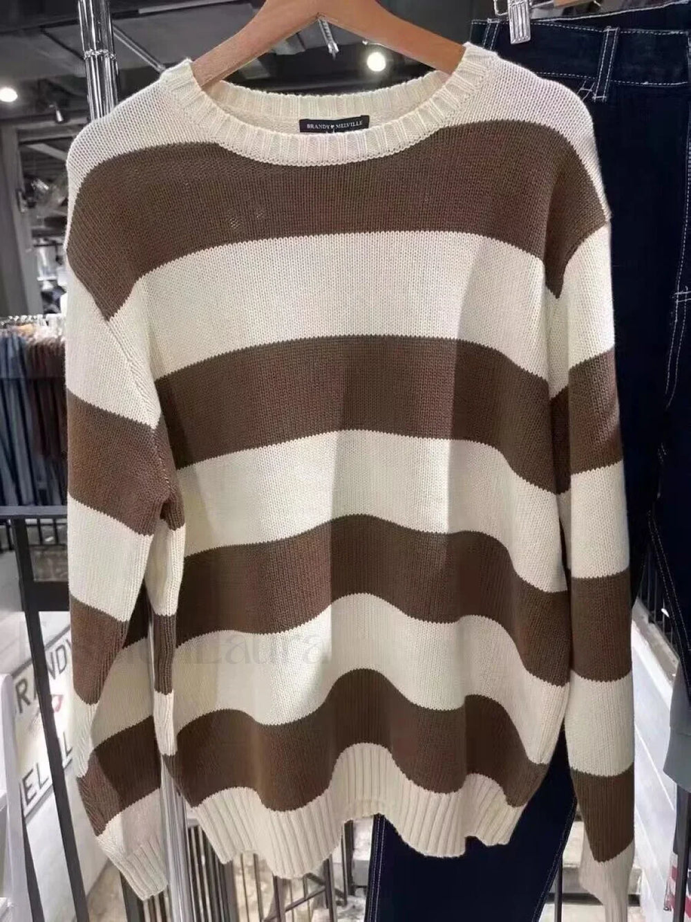 Striped Crew Neck Knit Sweater Sweaters