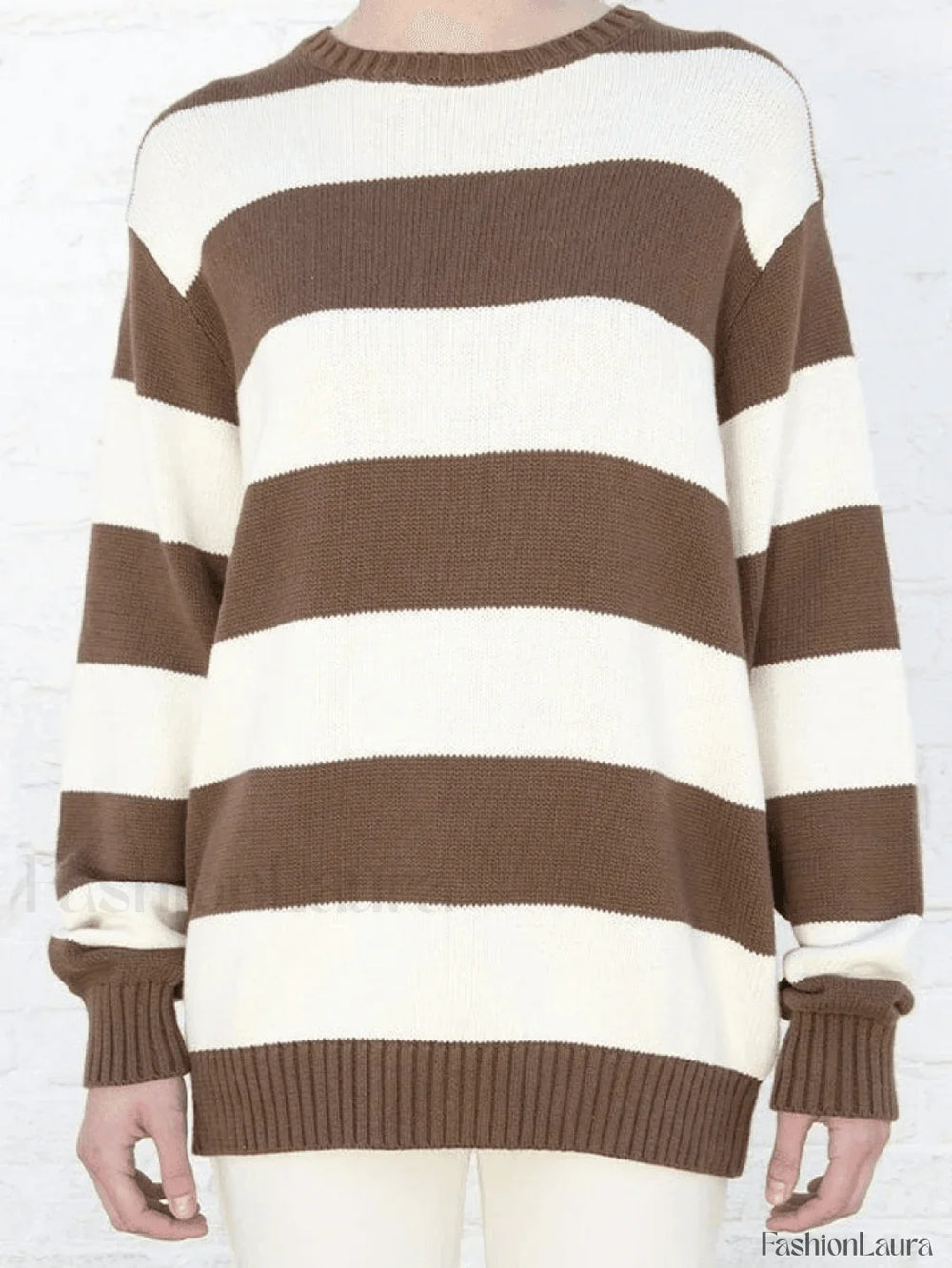 Striped Crew Neck Knit Sweater Sweaters
