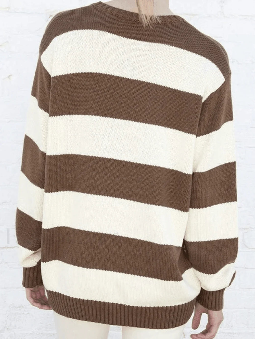 Striped Crew Neck Knit Sweater Sweaters