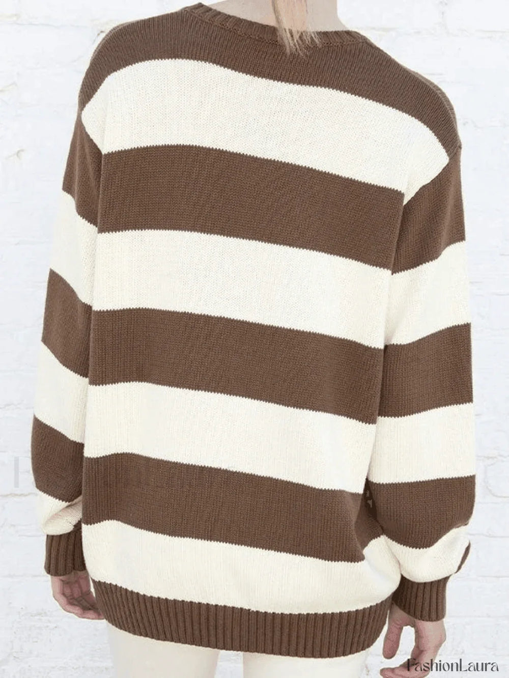 Striped Crew Neck Knit Sweater Sweaters