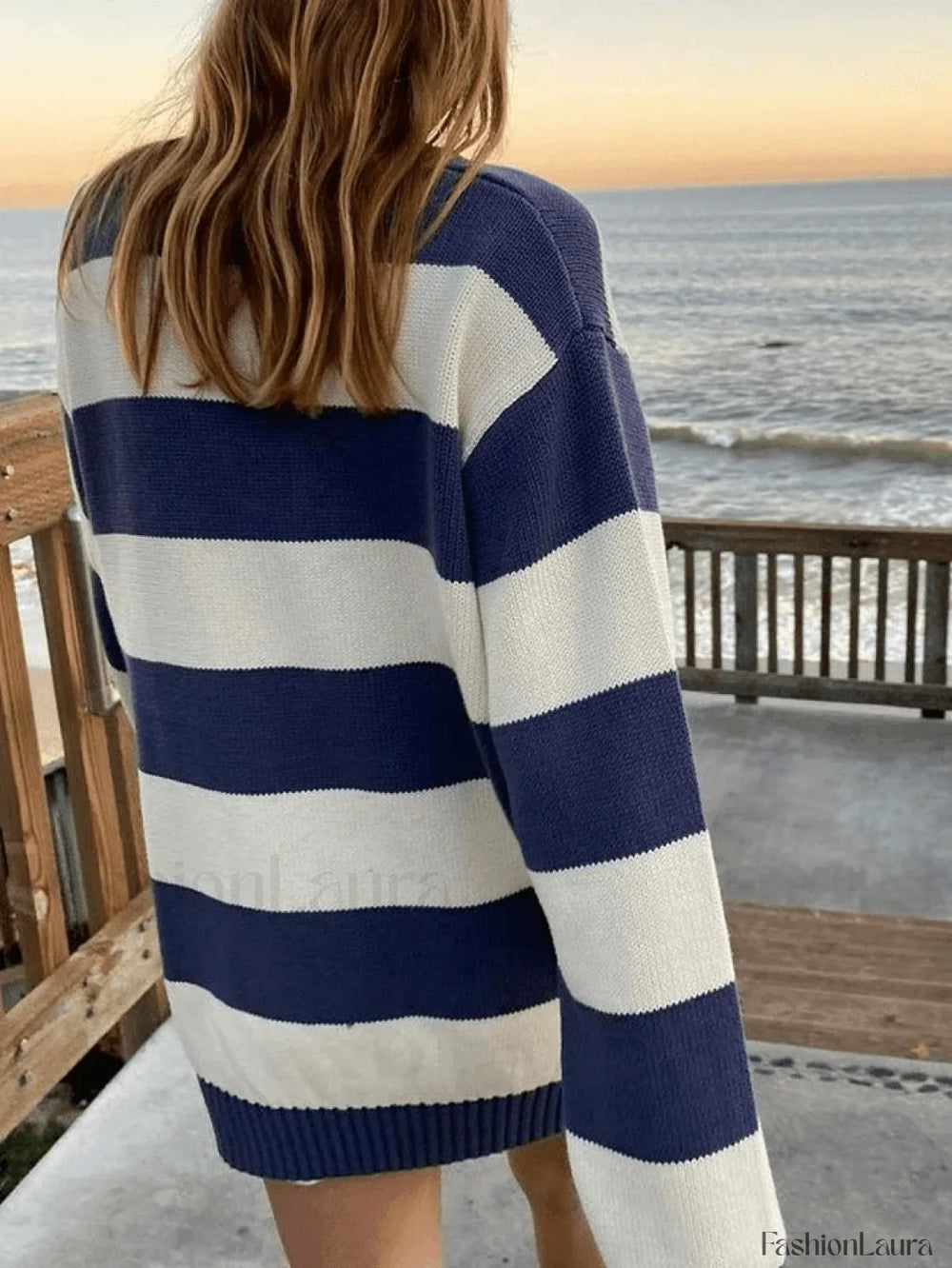 Striped Crew Neck Knit Sweater Sweaters