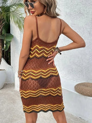 Striped Knit Bodycon Boho Dress
