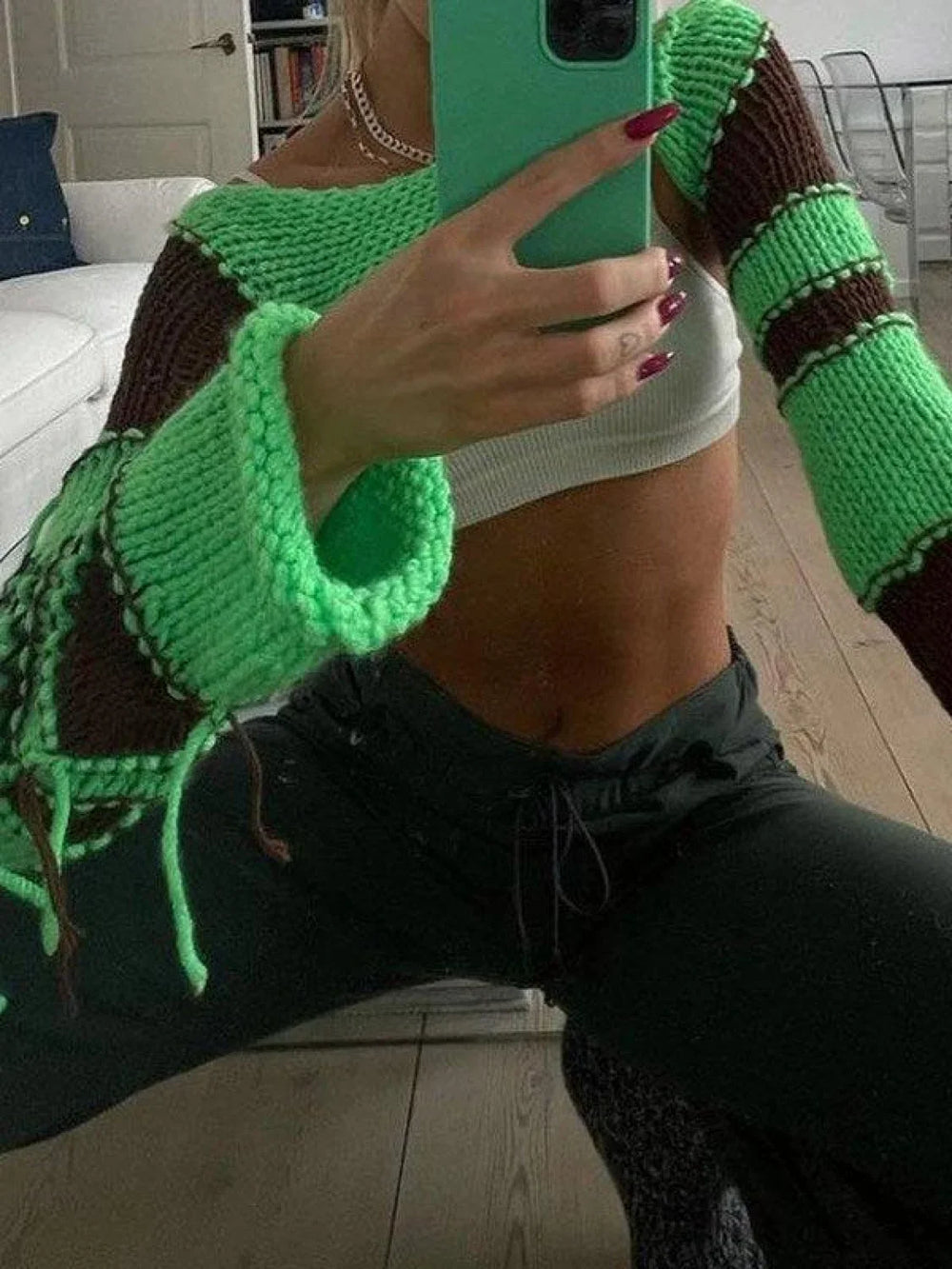 Striped Long Sleeve Bolero Knit Top Tops&Tees