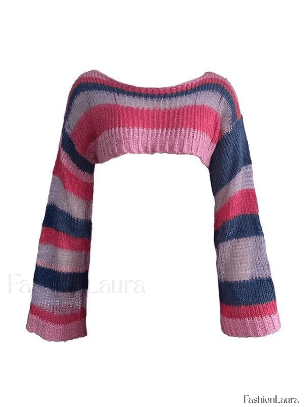 Striped Long Sleeve Bolero Sweater Top Sweaters