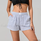 Striped Loose Fit Wide Leg Fashion Casual Lounge Short