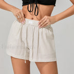Striped Loose Fit Wide Leg Fashion Casual Lounge Short white / XS