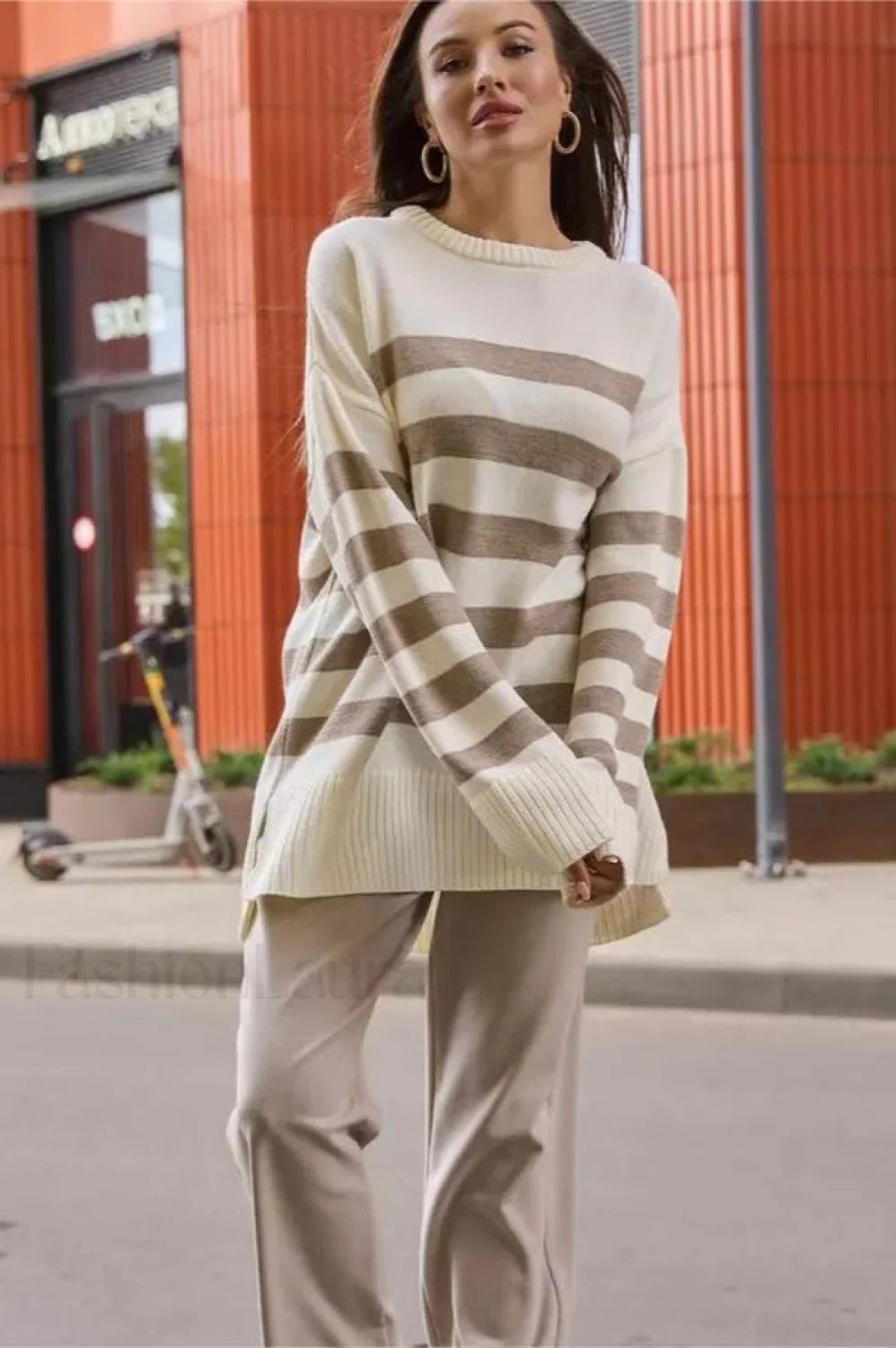 Striped Loose Knit Pullover Sweater