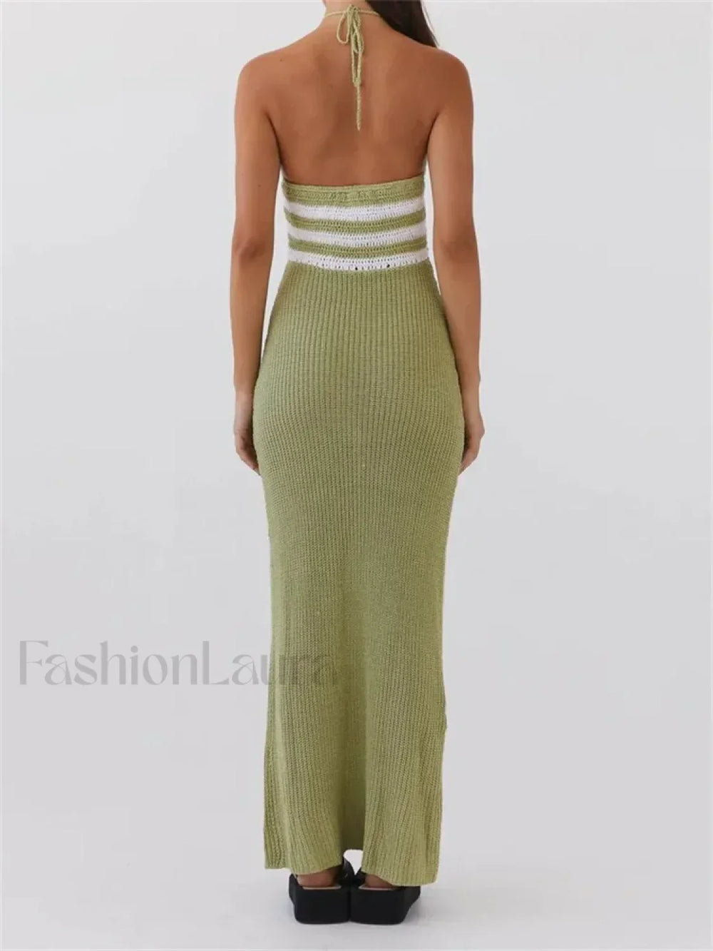 Striped Off Shoulder Patchwork Maxi Dress