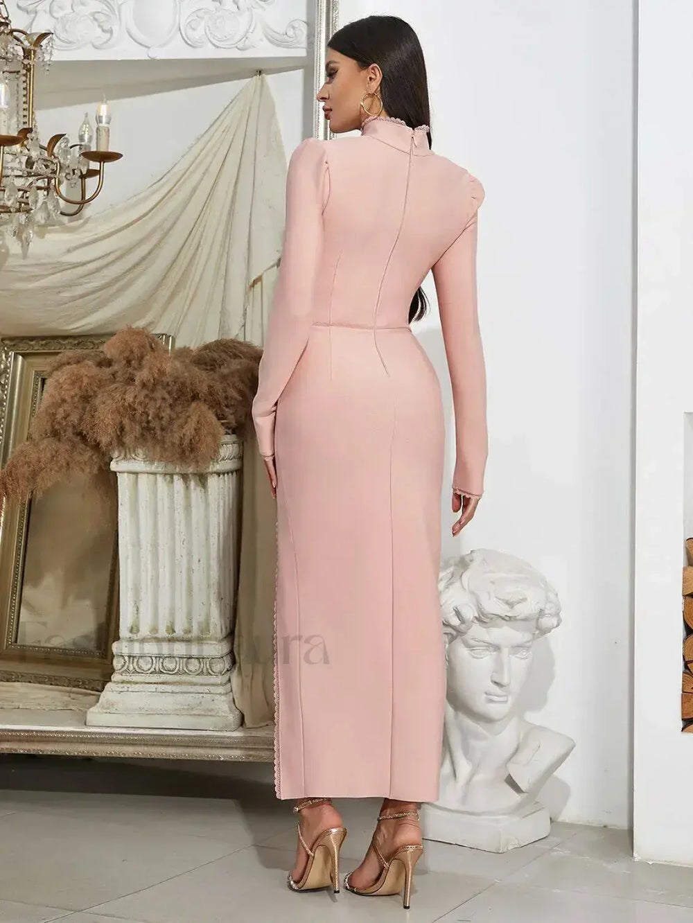 Striped Square Collar Midi Dress