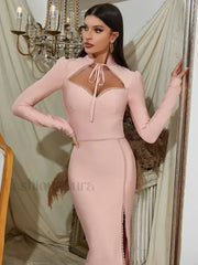 Striped Square Collar Midi Dress