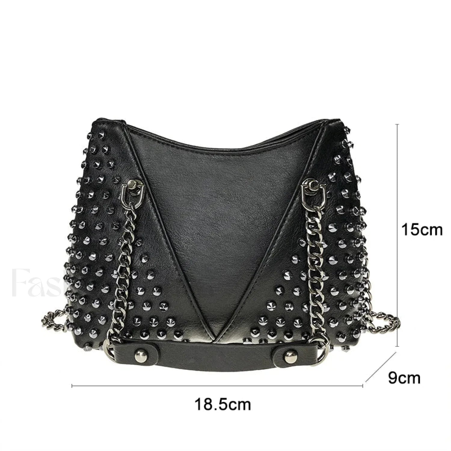 Studded Rivet Rock Chain Purse Leather Crossbody Wallet Punk Bag Black