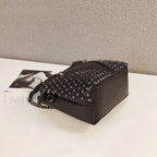 Studded Rivet Rock Chain Purse Leather Crossbody Wallet Punk Bag Black