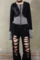 Subculture Embroidered Hooded Hoodie Black / S