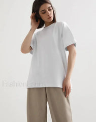 Summer Cotton Basic Solid T Shirt WHITE / S
