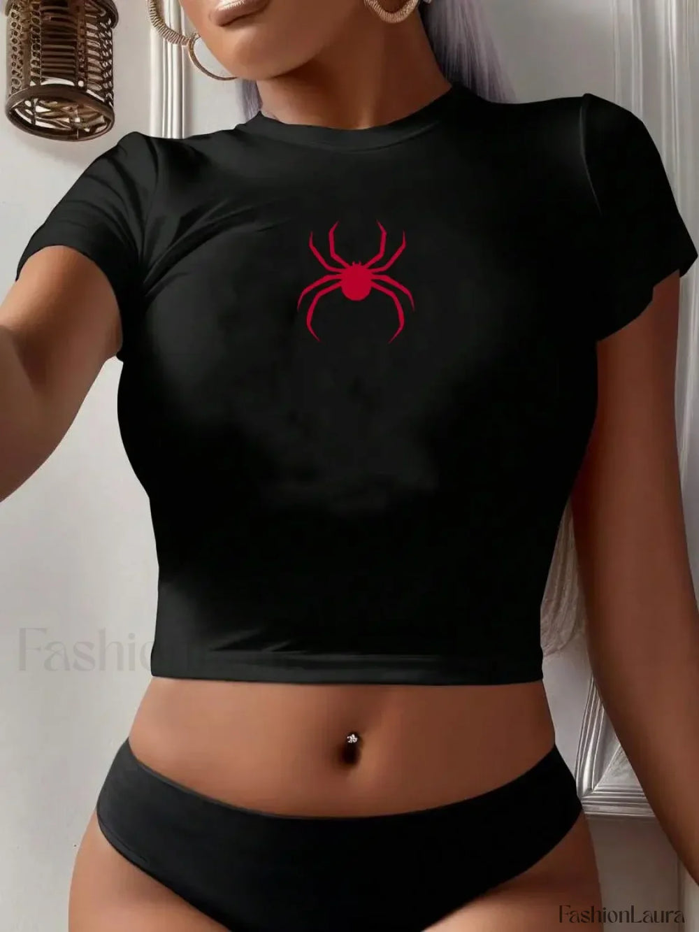 Summer Crop Red Spider Streetwear T Shirt Black / S