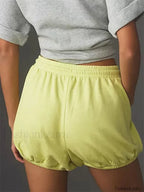 Summer Drawstring Elastic Mid Waist Solid Loose Casual Short