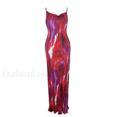 Summer Elegant Sexy Spaghetti Striped Sleeveless Party Maxi Dress